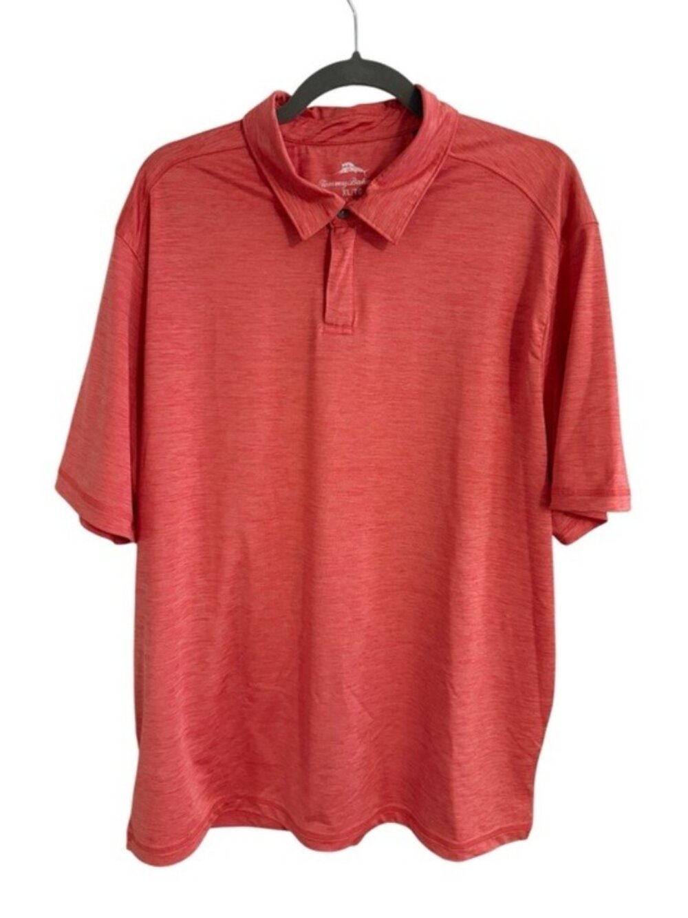 Tommy Bahama Polo Shirt XL Coral Orange Performance Stretch Short Sleeve Golf